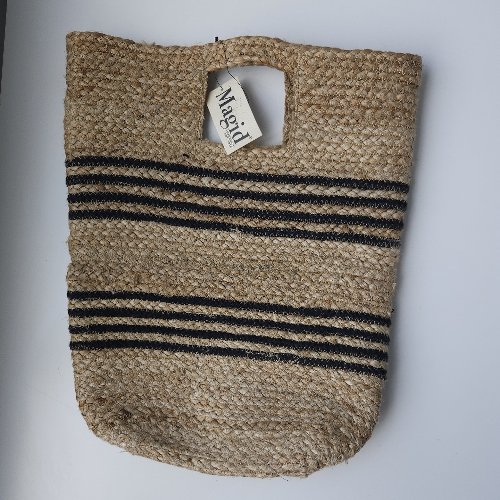 Nwt Magid New York Made In India Jute Stripped Bucket Bag - Picture 9 of 12
